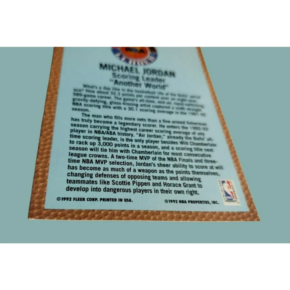 '92-'93 Fleer Michael Jordan #238 Basketball Card NBA League Leader Bulls NM-MT!